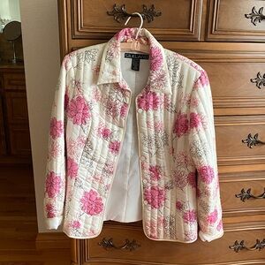 SilkLand Cream Jacket with Pink Floral Print